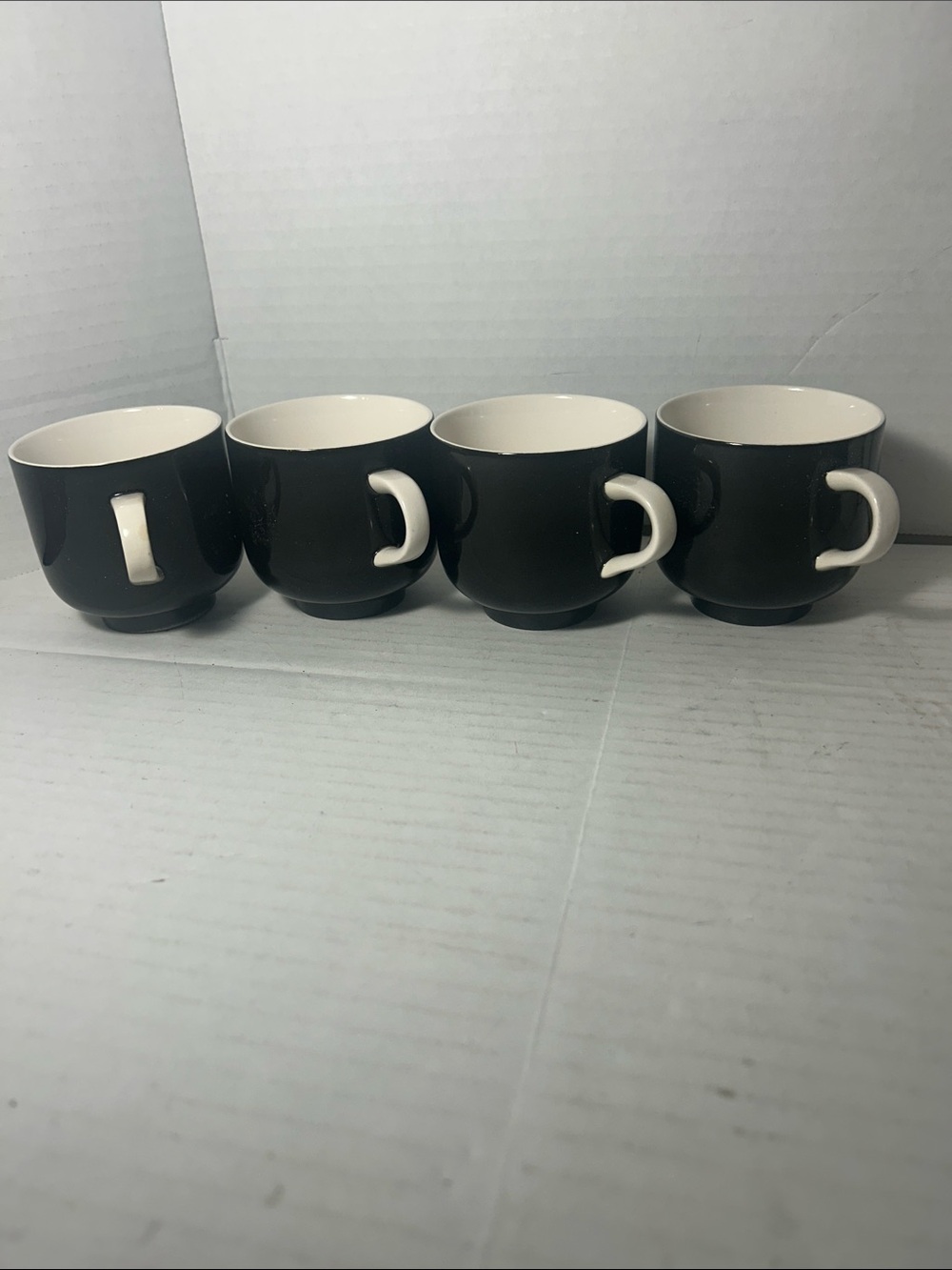Premier Black and White Ceramic Mugs - Set of 4 Made in Japan